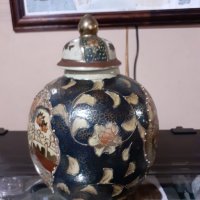 Сатцума Satsuma стара ваза буркан порцелан маркиран, снимка 3 - Антикварни и старинни предмети - 43170975