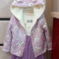 Нов комплект рокля и палто ( яке ), ръст ,92, снимка 1 - Бебешки якета и елеци - 43107880