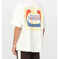 RHUDE Cream Grand Prix Hopps Logo Oversized Мъжка Тениска size S (M) и M (L), снимка 2 - Тениски - 42979314