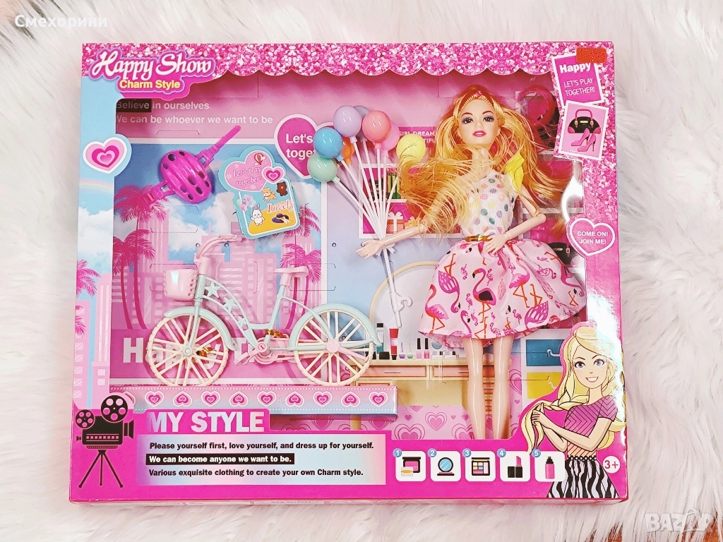 Нова кукла тип Барби, с колело и балони , снимка 1