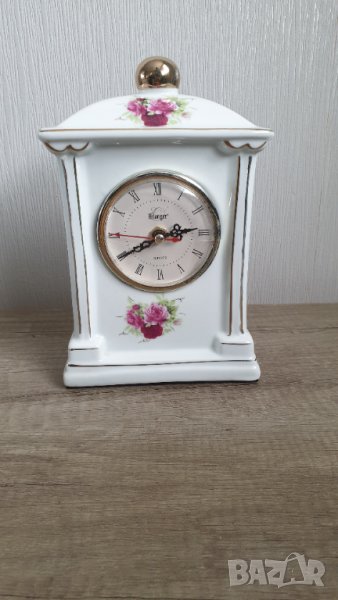 Стар настолен порцеланов кварцов часовник, снимка 1
