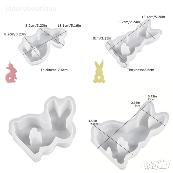 Силиконов молд Заек със сърце различни видове, снимка 1
