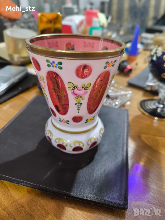 Стара чаша Бохемия емайл., снимка 1