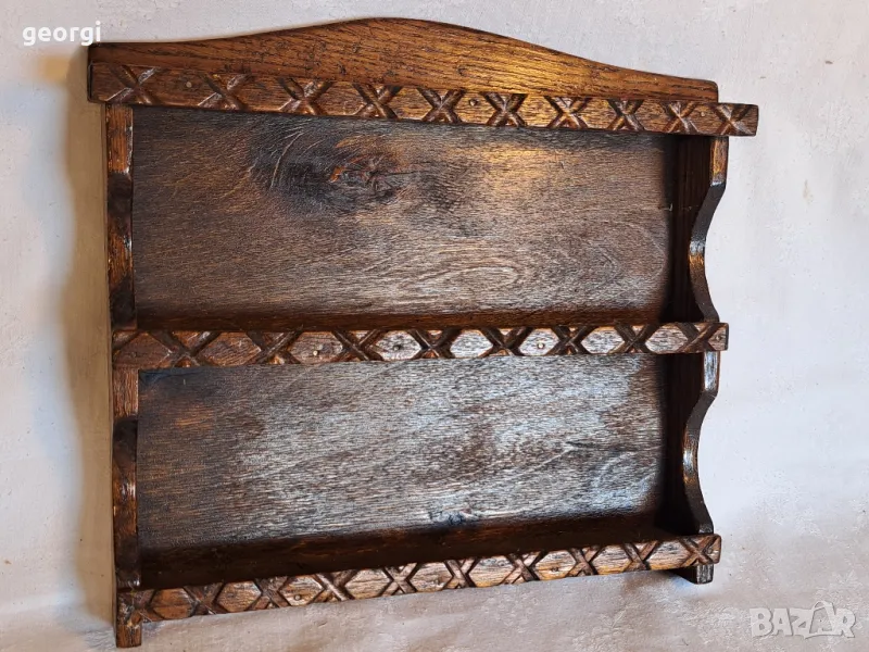 дървена мини етажерка за стена масив  22/3, снимка 1