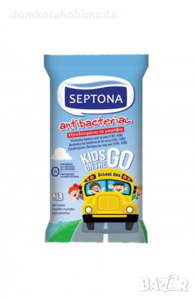 Мокри кърпички Антибактериални Septona  по 15 броя подходящи и за деца , снимка 1