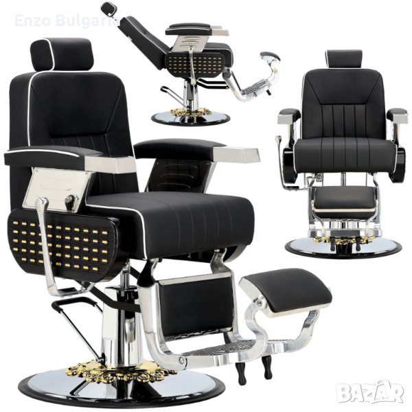 Хидравличен фризьорски стол за фризьорски салон Ezekiel Barberking ENZO-9158, снимка 1