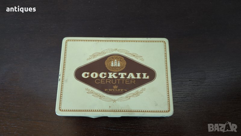 Стара метална кутия от цигари - COCKTAIL CERUTTER - Made in Denmark, снимка 1