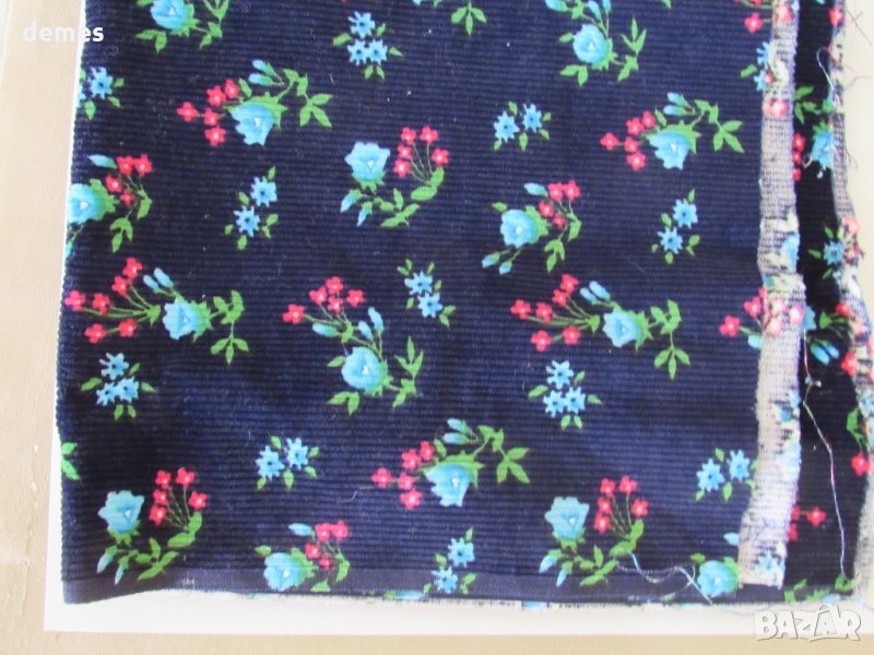 Плат кадифе-тъмно син с щампа 90/50 см, снимка 1
