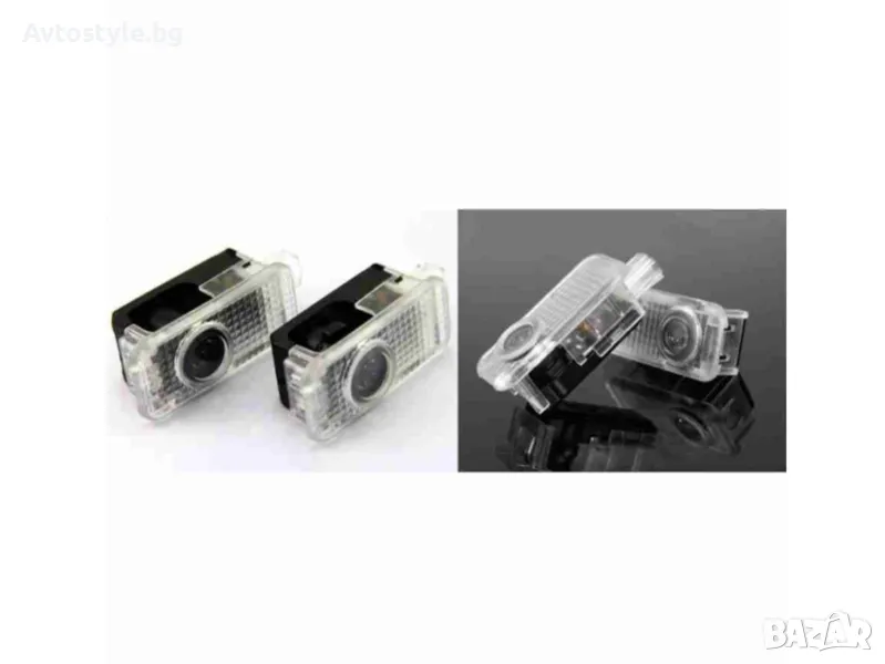 Плафон 2 бр. LED лампа за врати на кола с проектор лого за VW TOUAREG , снимка 1