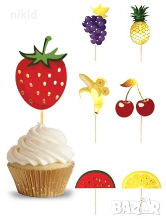 10 бр Плодове топери клечки за мъфини декор украса, снимка 1