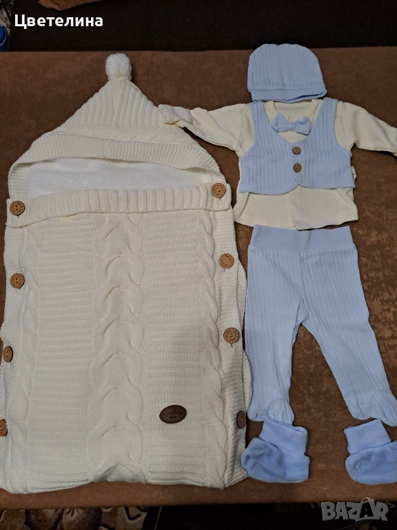 Плетено порт бебе в млечно бяло., снимка 1