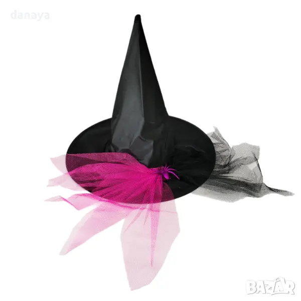 5219 Хелоуин шапка Магьосник с паяк и дантела, снимка 1