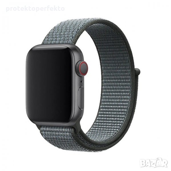 Текстилна каишка band  Apple Watch 7, 6, 5, 4, 3 - велкро Grey  цвят, снимка 1