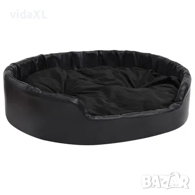 vidaXL Кучешко легло, черно, 99x89x21 см, плюш и изкуствена кожа(SKU:171264), снимка 1