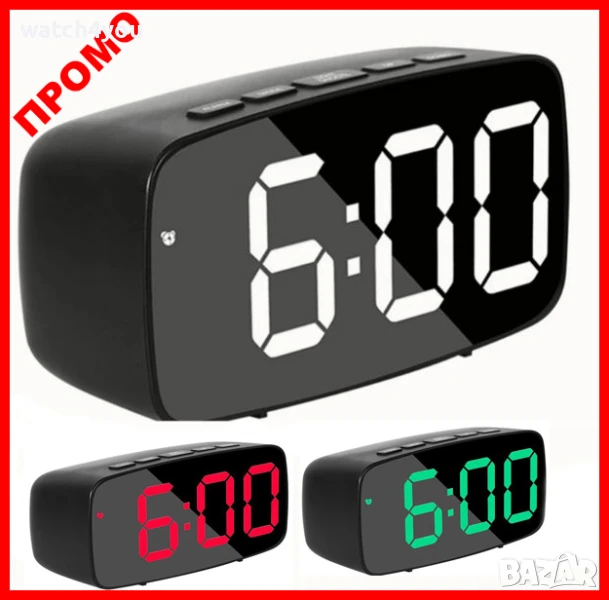СВЕТЕЩ LED ЧАСОВНИK С ГОЛЕМИ ЦИФРИ НА ТОК ИЛИ БАТЕРИИ, ТЕРМОМЕТЪР БУДИЛНИК АЛАРМА.СВЕТЕЩИ ЧАСОВНИЦИ​, снимка 1