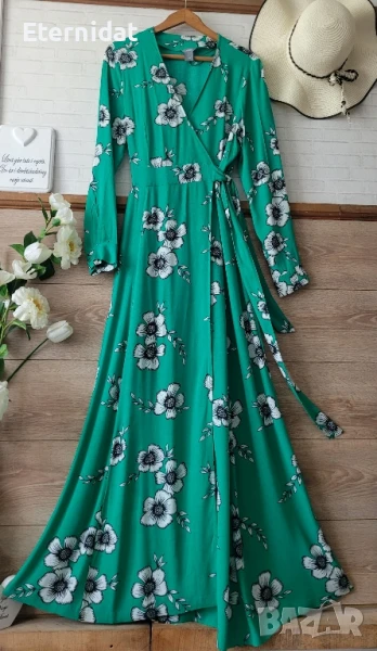 Дълга зелена рокля , снимка 1
