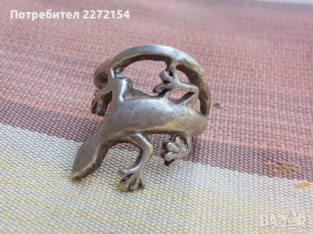 Сребърен пръстен гущер, снимка 3 - Пръстени - 51445657