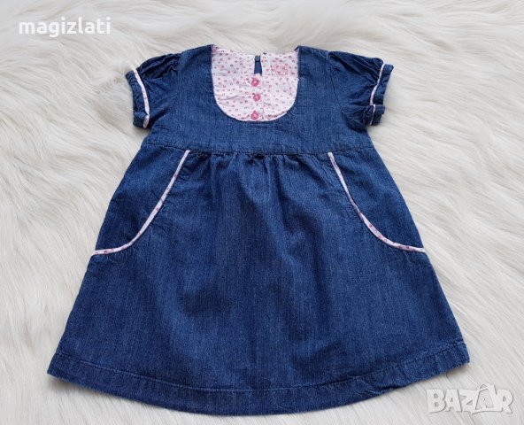 Дънкова рокля 6-9 месеца, снимка 4 - Бебешки рокли - 32599194