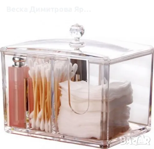 Органайзер с 4 отделения, подходящ за козметични тампони и клечки за уши HZH15