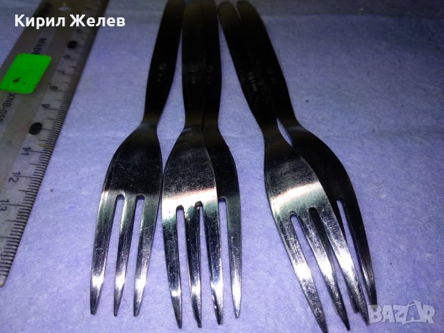 ПЕТ ОРНАМЕНТИРАНИ Стари INOX ДЕСЕРТНИ ВИЛИЦИ от БЛАГОРОДНА НЕРЪЖДАЕМА СТОМАНА ИНОКС МАРКИРАНИ 35298, снимка 13 - Прибори за хранене, готвене и сервиране - 43805381