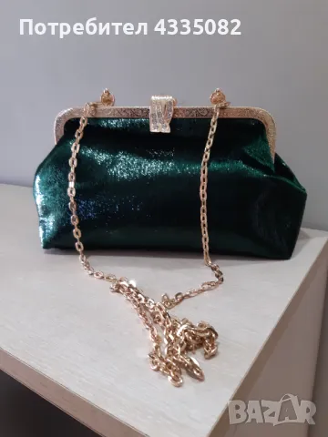 Дамска парти чанта в зелен цвят, снимка 7 - Чанти - 48731838