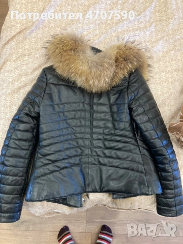 Дамско кожено яке с яка от лисица, снимка 6 - Якета - 53081099