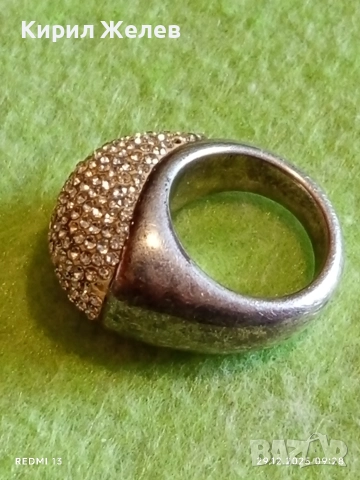 Прекрасен скъпоценен сребърен пръстен с ювелирно инкрустирани кристали тип бомбе 51821, снимка 10 - Пръстени - 52925179