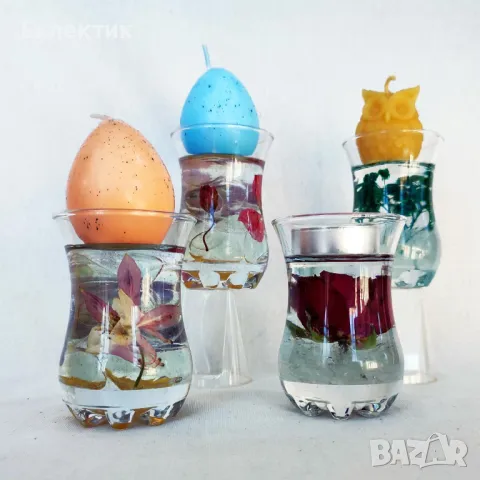 Стъклени свещници /преспапиета с хербарий, снимка 3 - Декорация за дома - 50174551