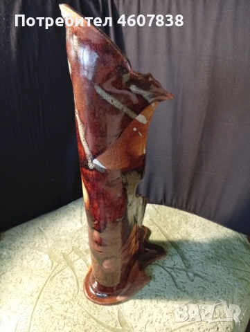 Керамична ваза немска авторска 38 см, снимка 3 - Декорация за дома - 52302122