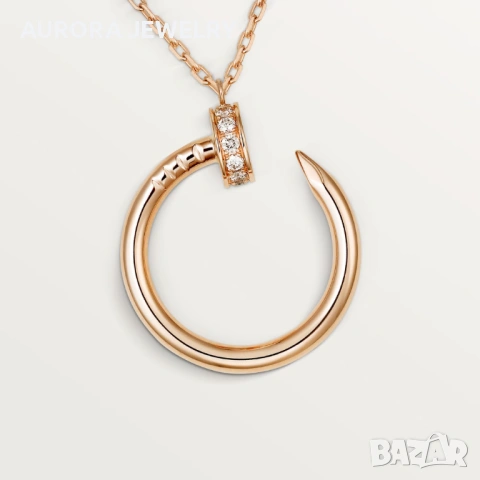 CARTIER Nail Juste un Clou Rose Gold Paved Diamonds Дамско Колие Пирон, снимка 11 - Колиета, медальони, синджири - 53238926