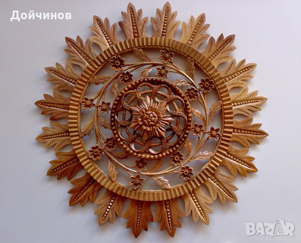 Дърворезба, украса за таван "Тракийско слънце ", уникат, снимка 11 - Декорация за дома - 28219601