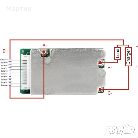BMS БМС 10S 36V 20A за 18650 литиево-йонна батерия, снимка 4 - Друга електроника - 43683904