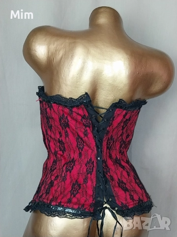 Червен дантелен корсет с черна дантела , снимка 4 - Корсети, бюстиета, топове - 52270210