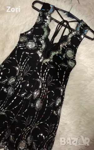 -25% НЕВЕРОЯТНО КРАСИВА черна рокля, цялата обшита с пайети-хамелеон , снимка 14 - Рокли - 47975275