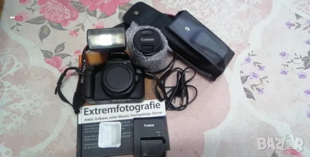 Canon EOS 4000D + обектив + светкавица + аксесоари – като нов!, снимка 1