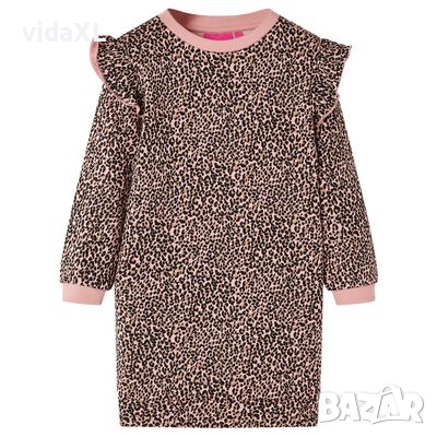 Детска рокля суитшърт, средно розово, 128(SKU:14432, снимка 1 - Детски рокли и поли - 44877263