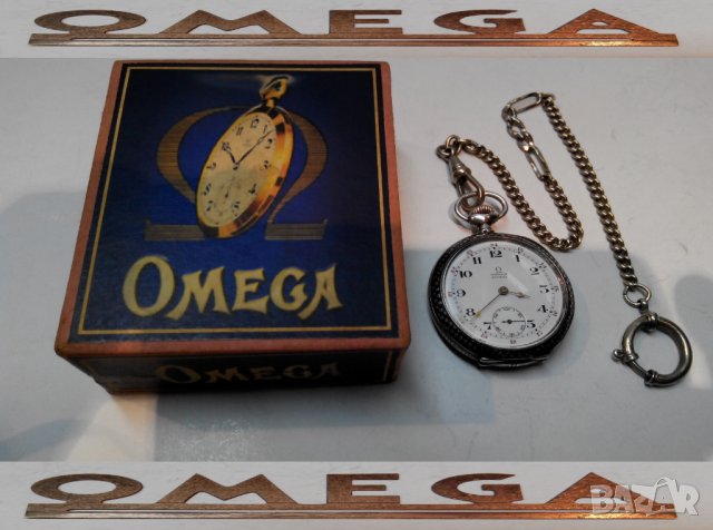 Рядък джобен часовник ОМЕГА сребро ниело OMEGA, снимка 4 - Джобни - 32497082