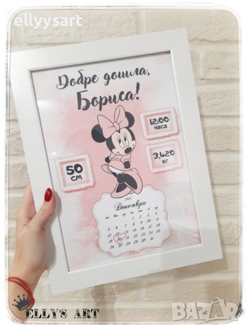 Бебешка визитка в рамка и различни пана