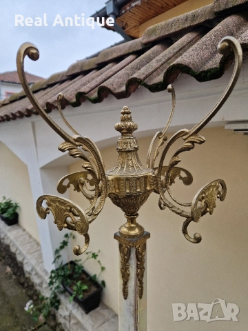 Страхотна антикварна френска подова закачалка бронз оникс , снимка 8 - Антикварни и старинни предмети - 52113565