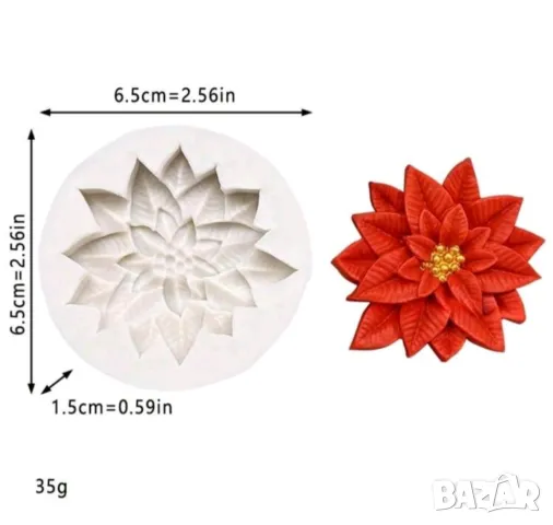 Молд коледна звезда , снимка 2 - Форми - 49474623