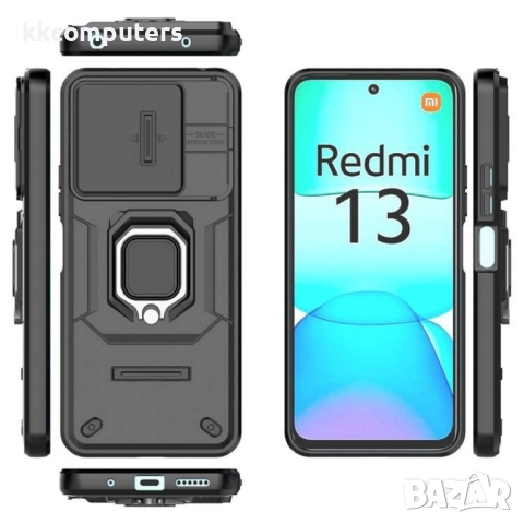 Xiaomi Redmi 13 5G / 13 4G Удароустойчив Ring Holder / Camshield Калъф и Протектор, снимка 8 - Калъфи, кейсове - 52709794