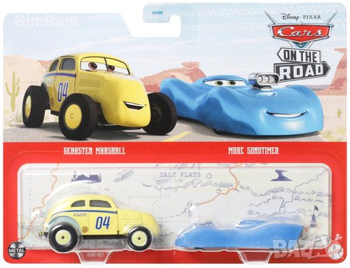 Оригинален комплект колички Cars - Gearsten Marshal & Marc Soundtimer /On The Road / Disney / Pixar, снимка 1 - Коли, камиони, мотори, писти - 43336166