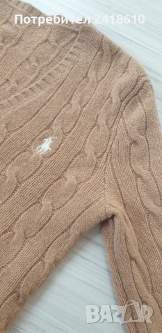 POLO Ralph Lauren Cable Wool  V - Neck Size S ОРИГИНАЛ! Дамски Пуловер!, снимка 3 - Блузи с дълъг ръкав и пуловери - 52718978