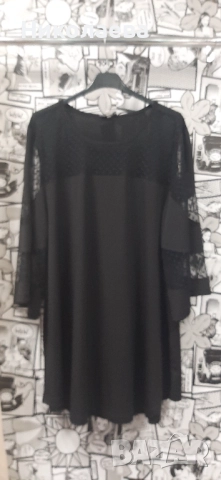 Макси туника в черно с ефектен тюл-точки!, снимка 7 - Туники - 52307506