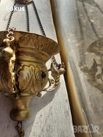 Старо бронзово висящо кандило кадило тамянник, снимка 6 - Антикварни и старинни предмети - 53270812