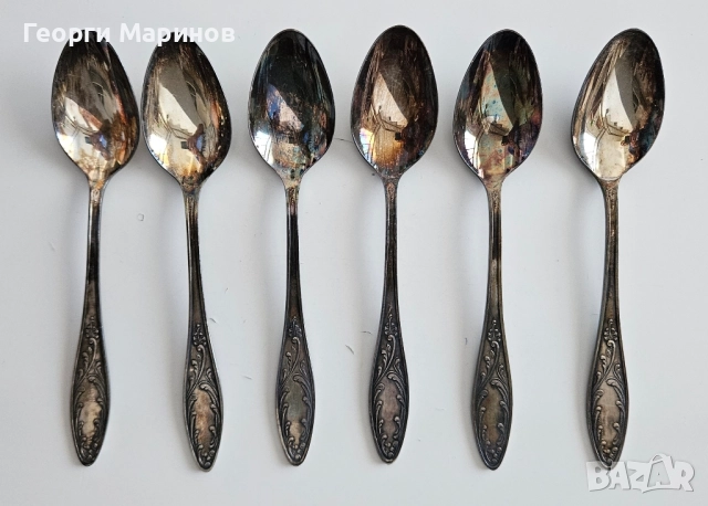 Посребрени лъжици за хранене, МНЦ, СССР, мелхиор, 18 см.