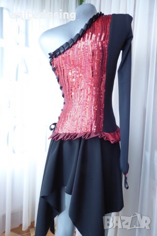 рокля за спортни танци комбинация между червено и черно, снимка 11 - Детски рокли и поли - 32895884