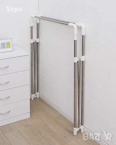 Телескопична закачалка за дрехи, неръждаема стомана и полипропилен / 97/150 x 66 x 122/160 , снимка 5 - Закачалки - 37163914