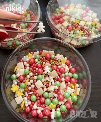 Захарни поръски микс перли перлички сърца бонбони захарна поръска sprinkles, снимка 5 - Други - 38711053