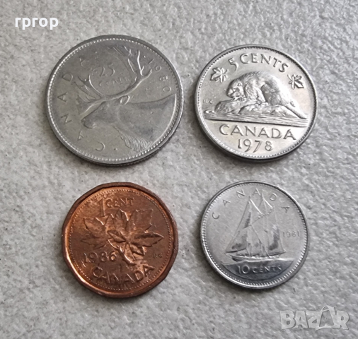 Канада .1 , 5 , 10 и 25 канадски цента. 